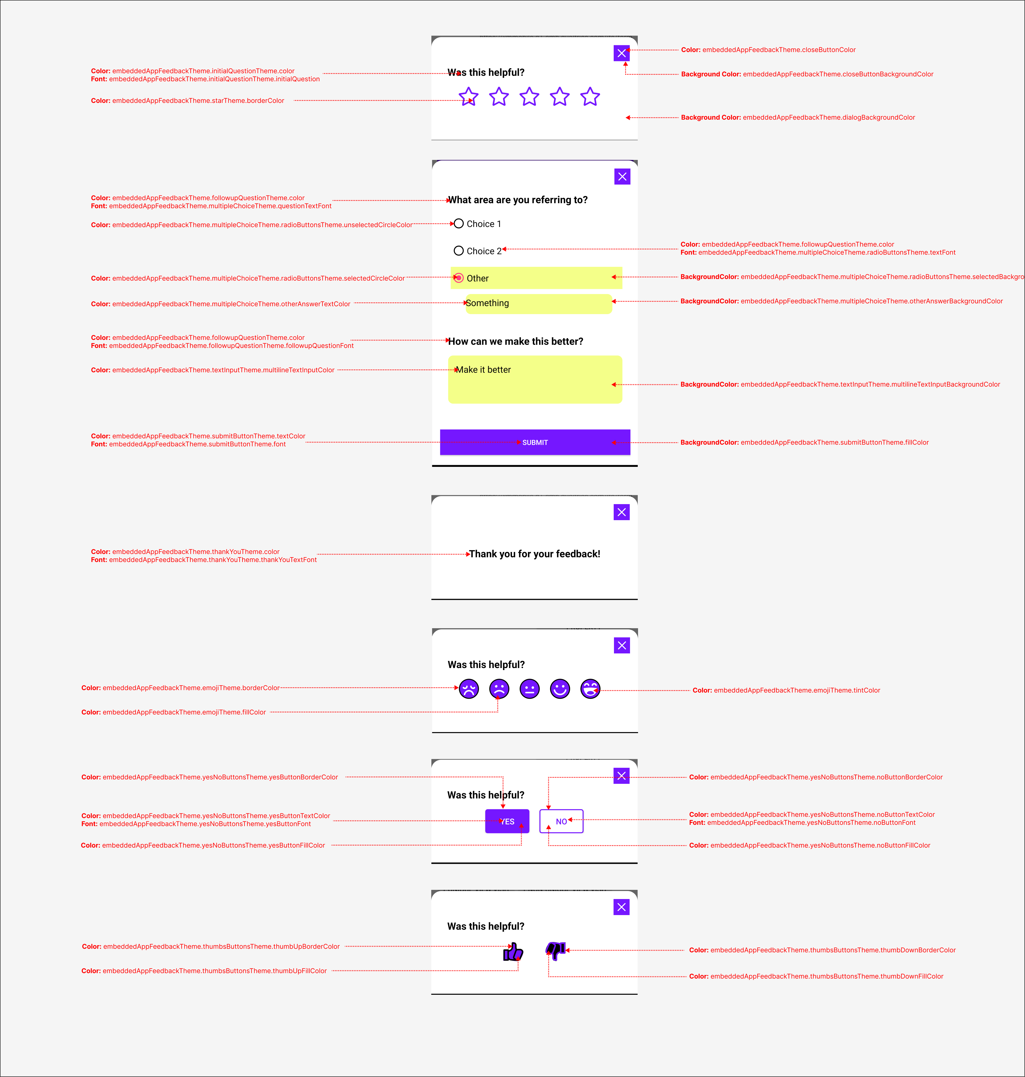 Mapping of theme attributes to Embedded App Feedback dialog