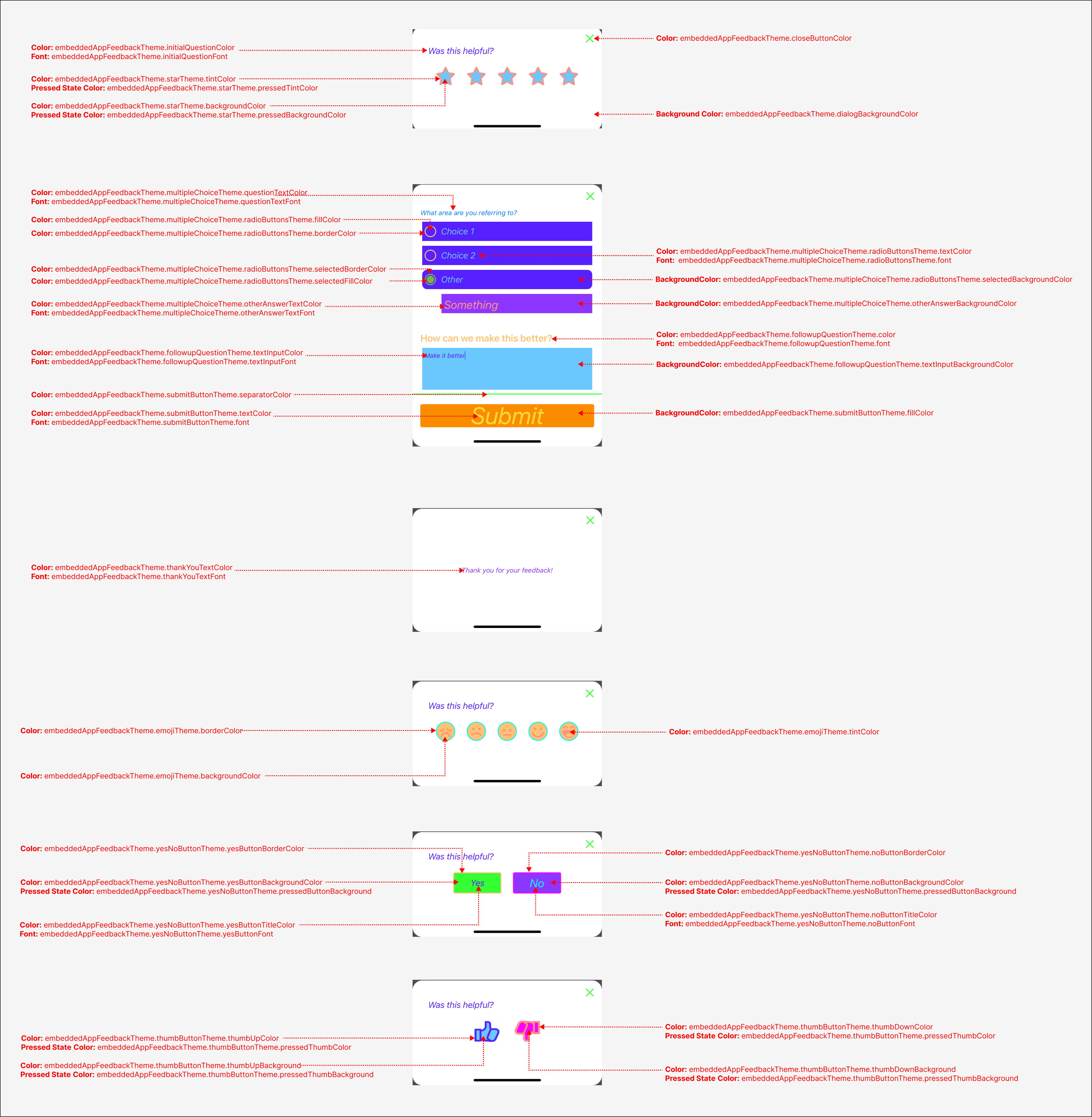 Mapping of theme attributes to Embedded App Feedback dialog