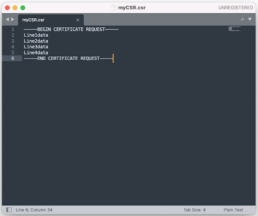 Example mCSR.csr file