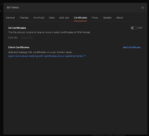Certificates Tab